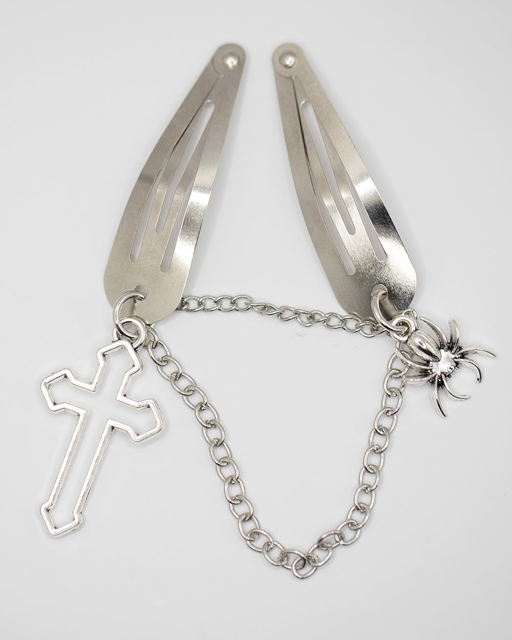 Sweet Vengeance Cross & Spider Chained Hair Clip