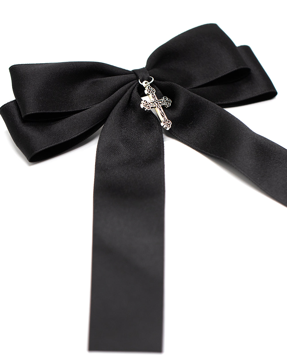 Sweet Vengeance Silver Cross Hair Bow
