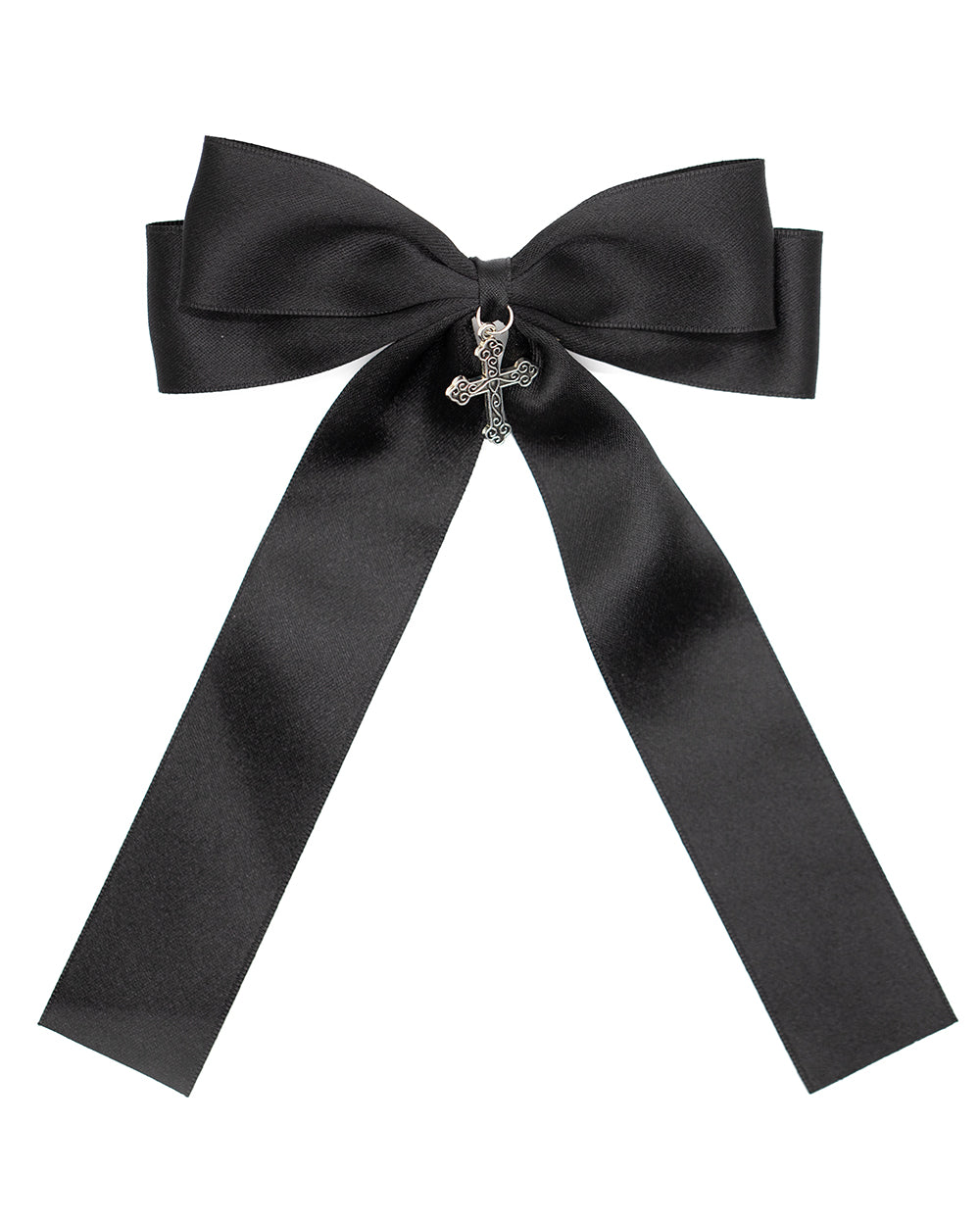 Sweet Vengeance Silver Cross Hair Bow
