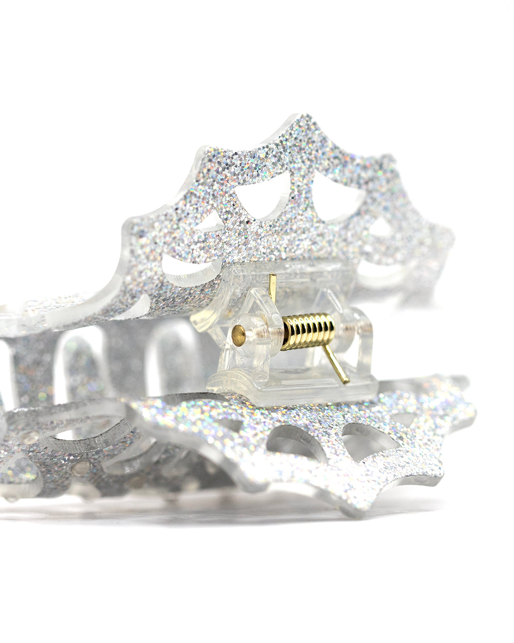 White Glitter Web Hair Clip