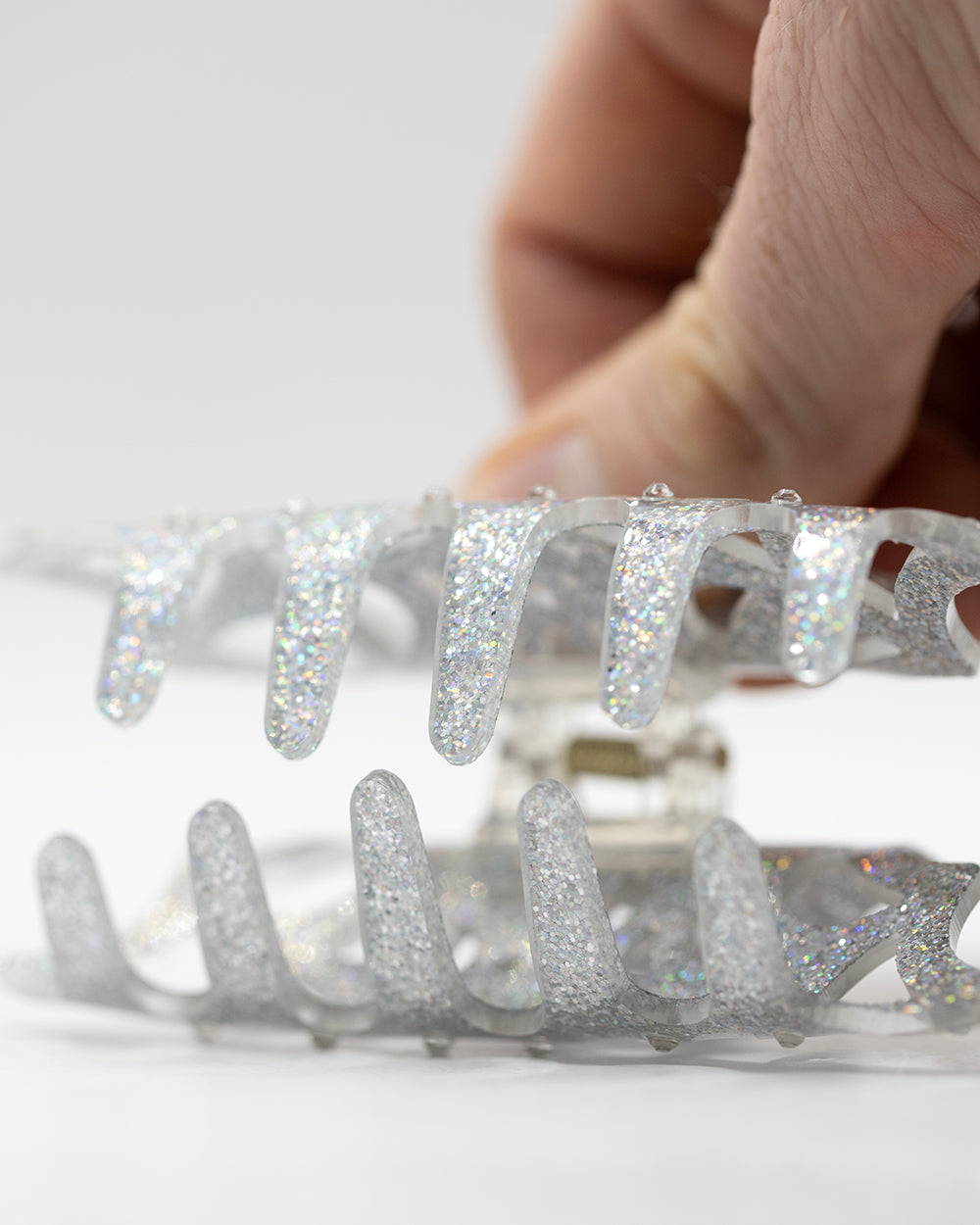 White Glitter Web Hair Clip