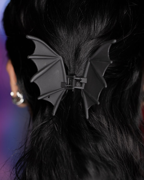 Matte Black Bat Wings Hair Clip