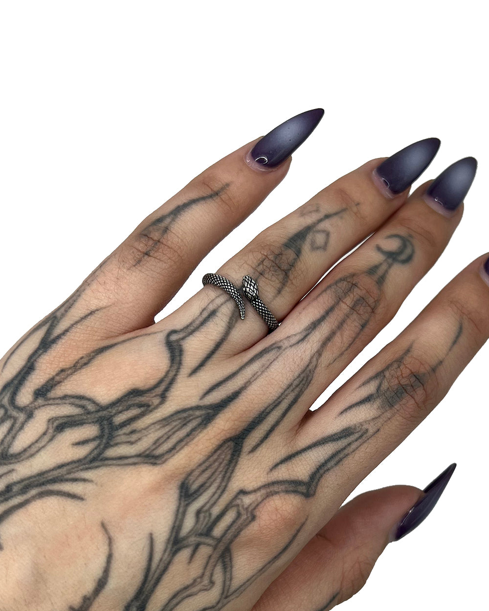 Snake Ring Silver w Black Detail