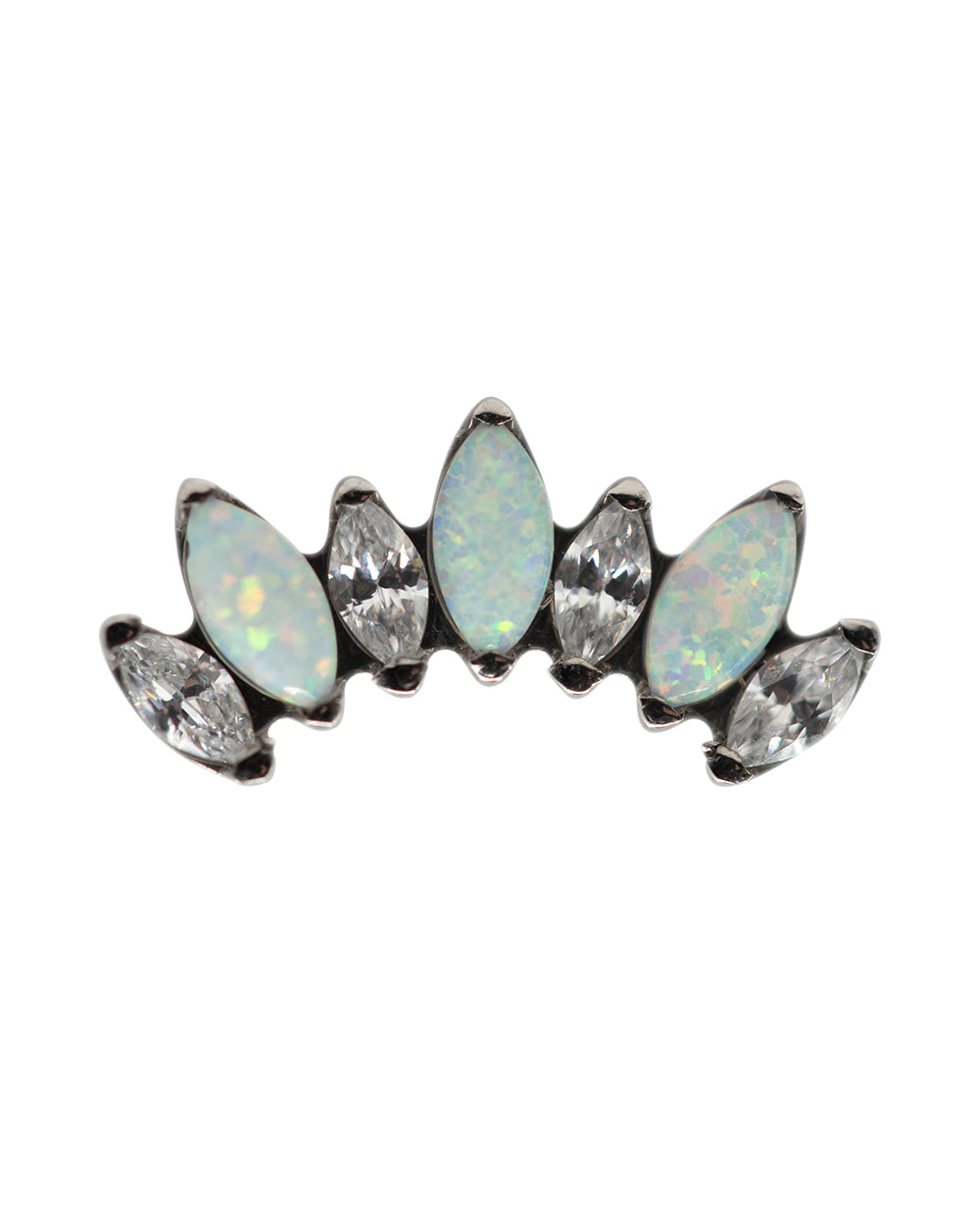 Opal & CZ 16g Titanium Internal Thread Labret Bar