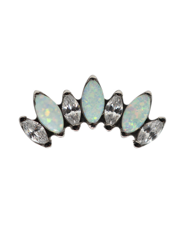 Opal & CZ 16g Titanium Internal Thread Labret Bar 10mm