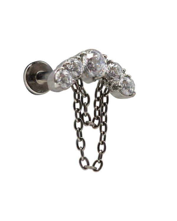Chains & CZs 16g TI Internal Thread Labret Stud 10mm