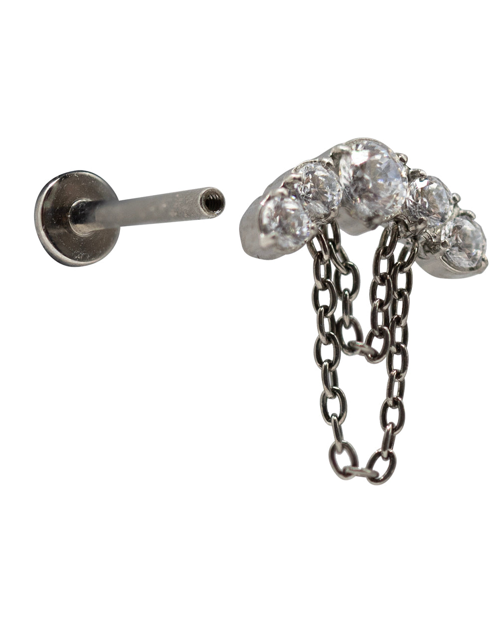 Chains & CZs 16g Titanium Internal Thread Labret Stud 10mm