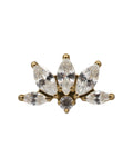 Gold Fan CZ Marquise 14ct pvd Titanium 16g Internal Thread Labret Stud