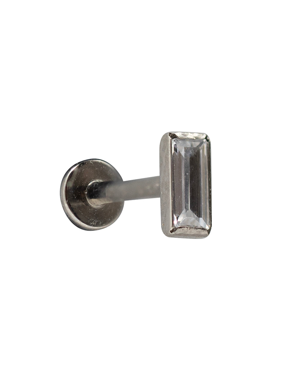 CZ Rectangle Titanium 16g Internal Thread Labret Stud 8mm