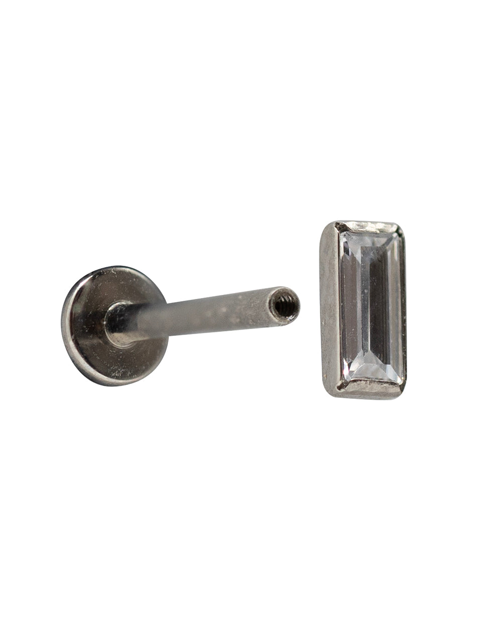 CZ Rectangle Titanium 16g Internal Thread Labret Stud 8mm