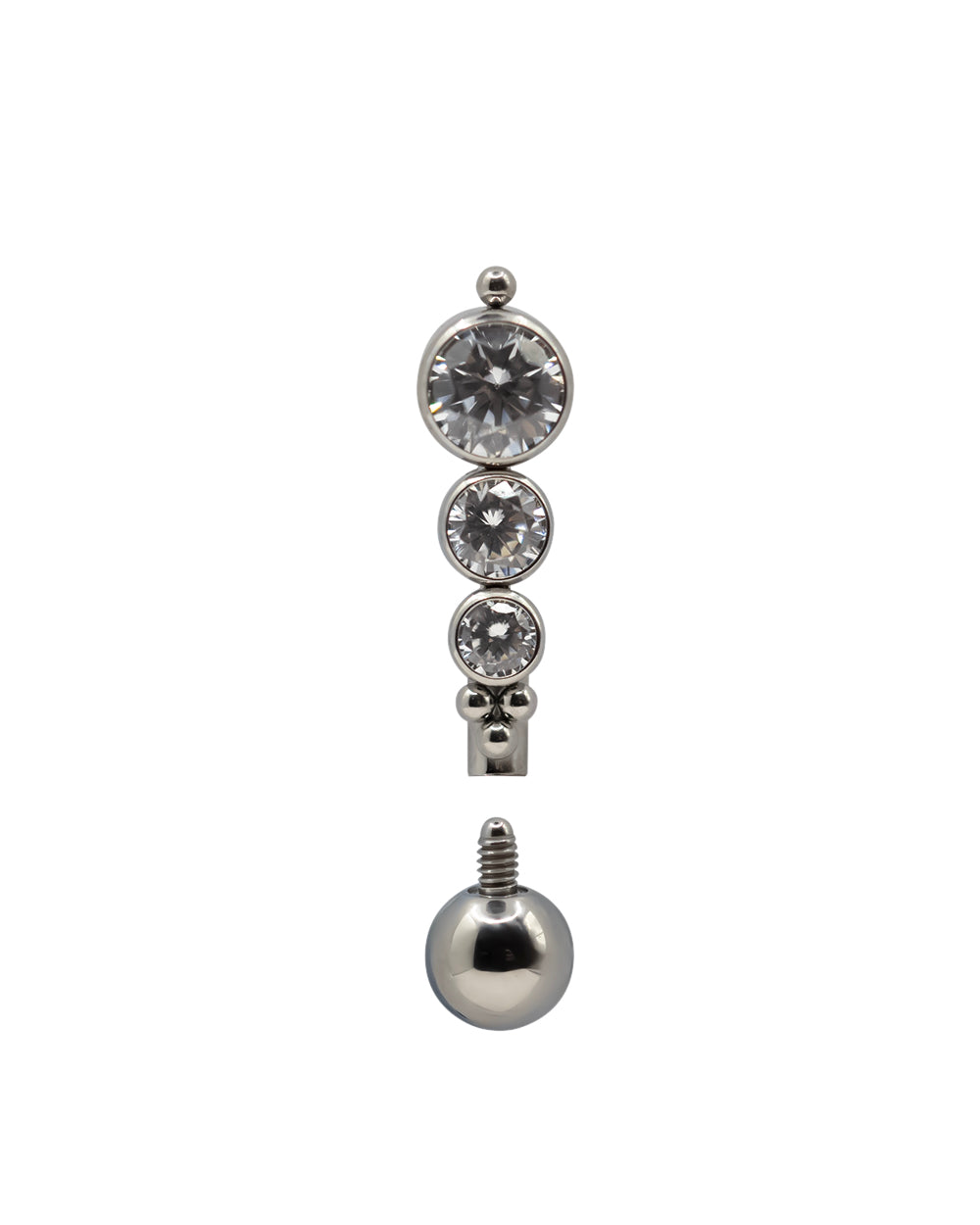 Silver Titanium Navel Crystal Beads Cluster Float Bar