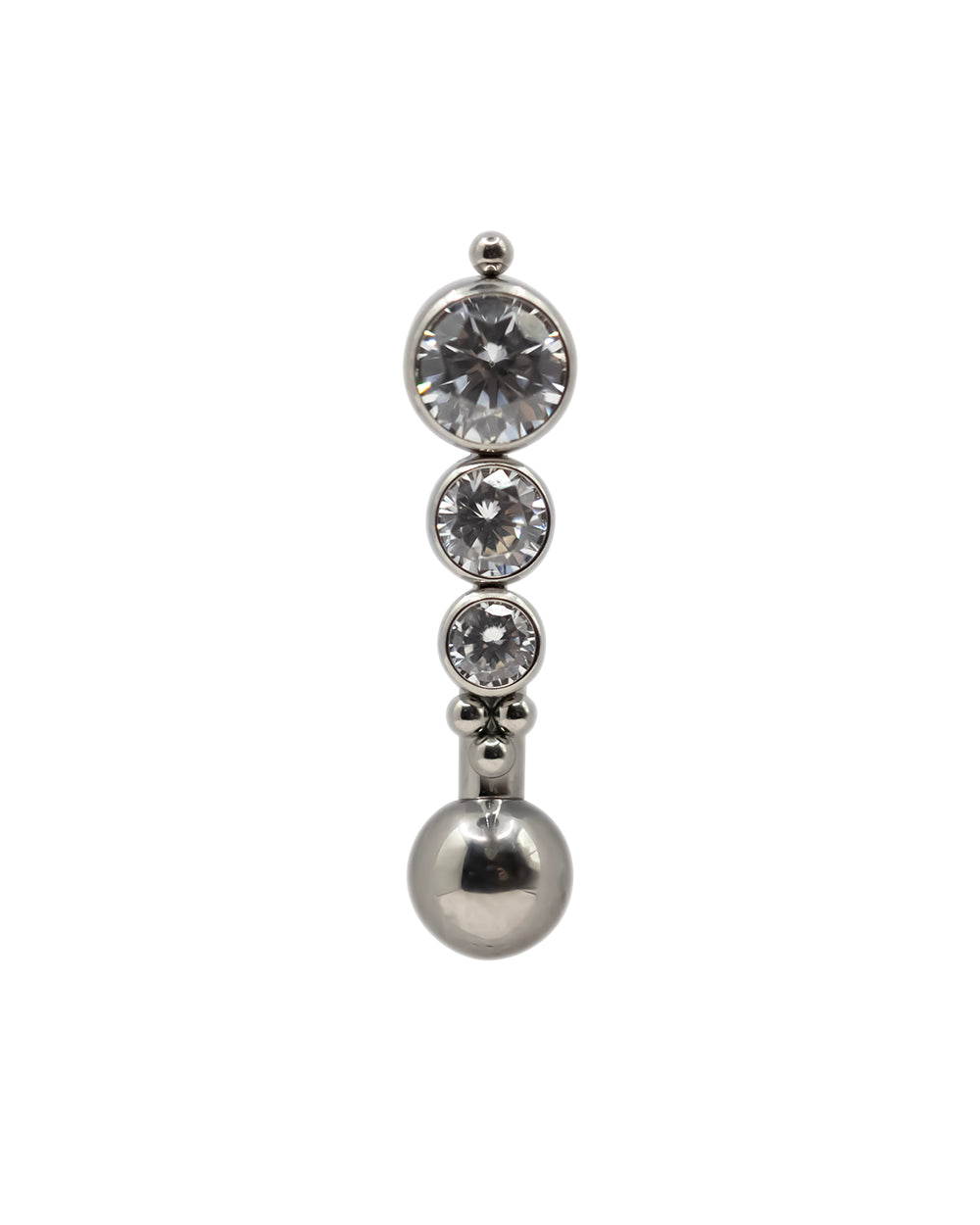 Silver Titanium Navel Crystal Beads Cluster Float Bar