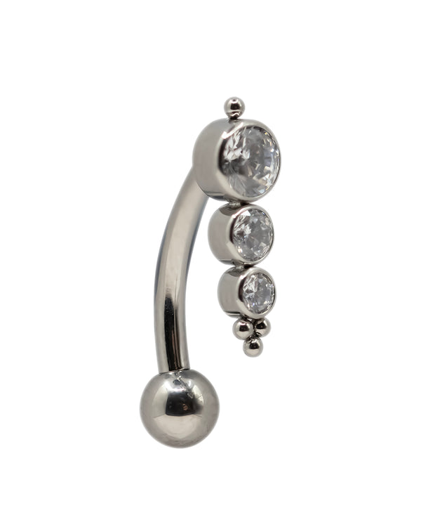 Silver Titanium Navel Crystal Beads Cluster Float Bar