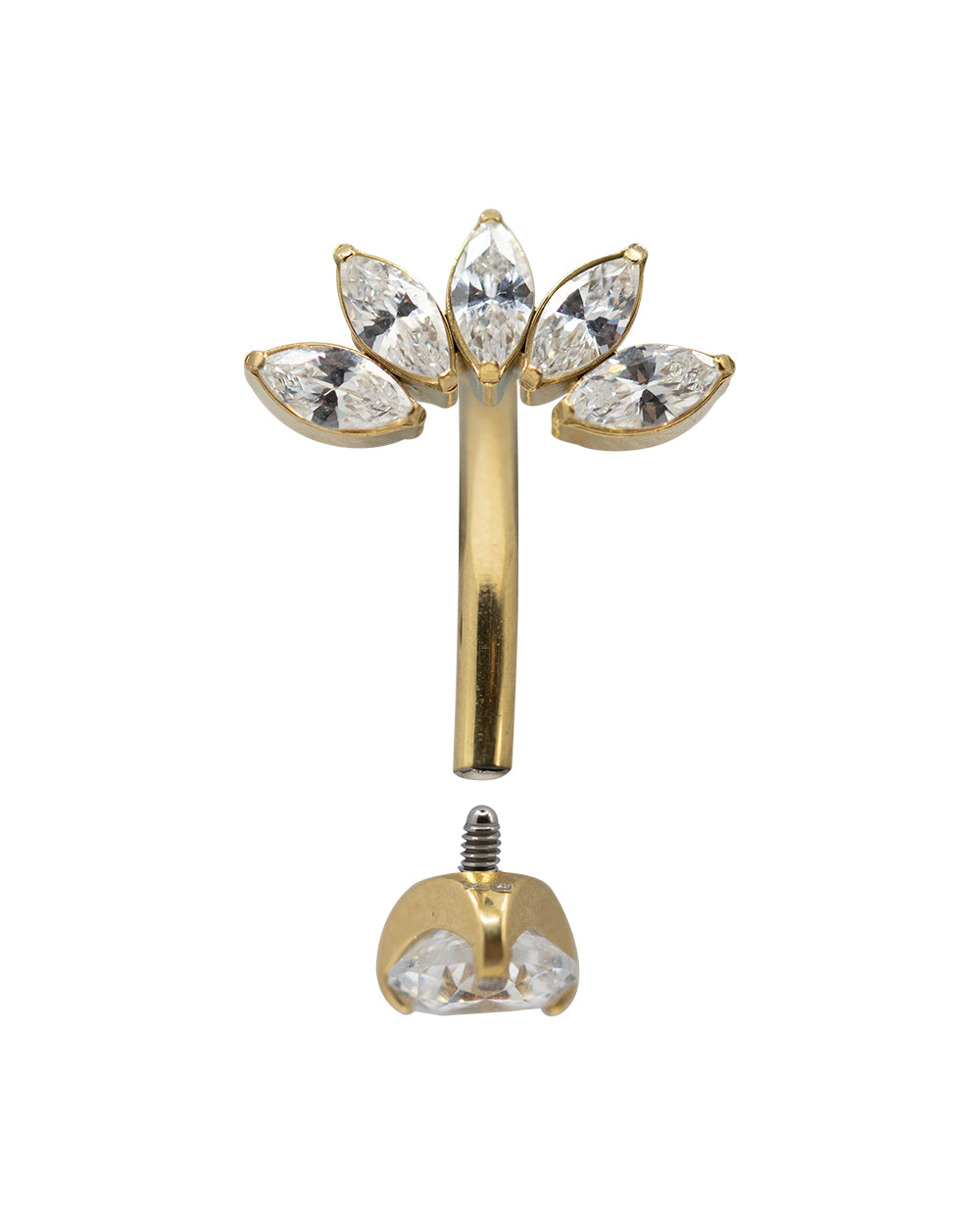 Gold Fan Marquise Navel CZ Cluster Float Bar
