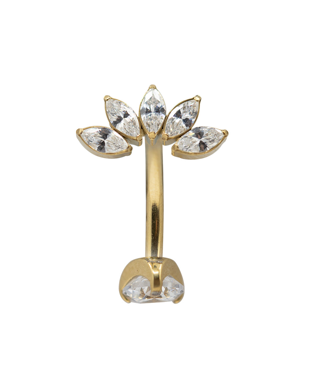 Gold Fan Marquise Navel CZ Cluster Float Bar
