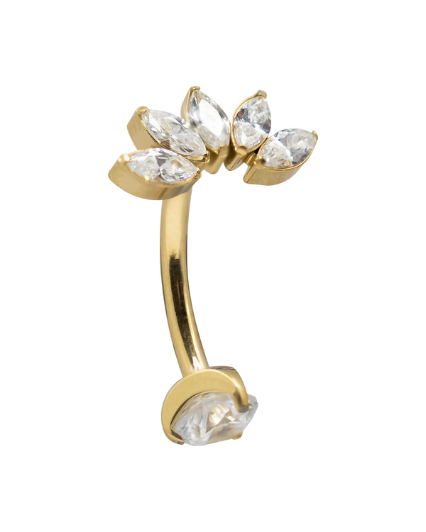 Gold Fan Marquise Navel CZ Cluster Float Bar