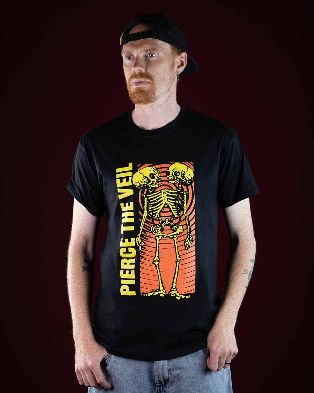 Pierce The Veil Wavy Skeleton T-Shirt (Licensed Merchandise)