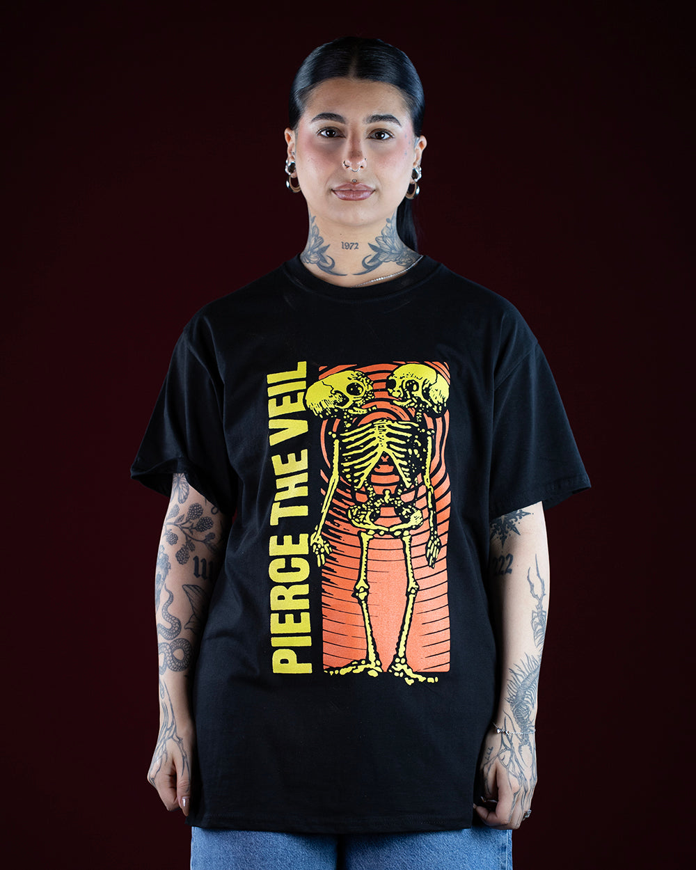 Pierce The Veil Wavy Skeleton T-Shirt (Licensed Merchandise)