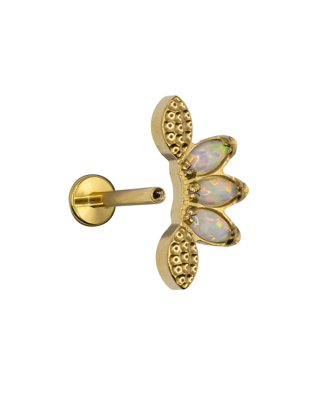 Golden Opal Marquise Fan 16g Titanium Internal Thread Labret