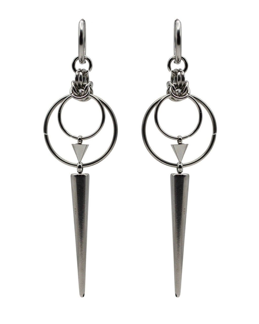 Long Spike Drop Hoop Earrings