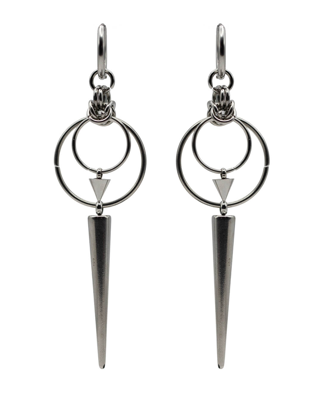 Long Spike Drop Hoop Earrings
