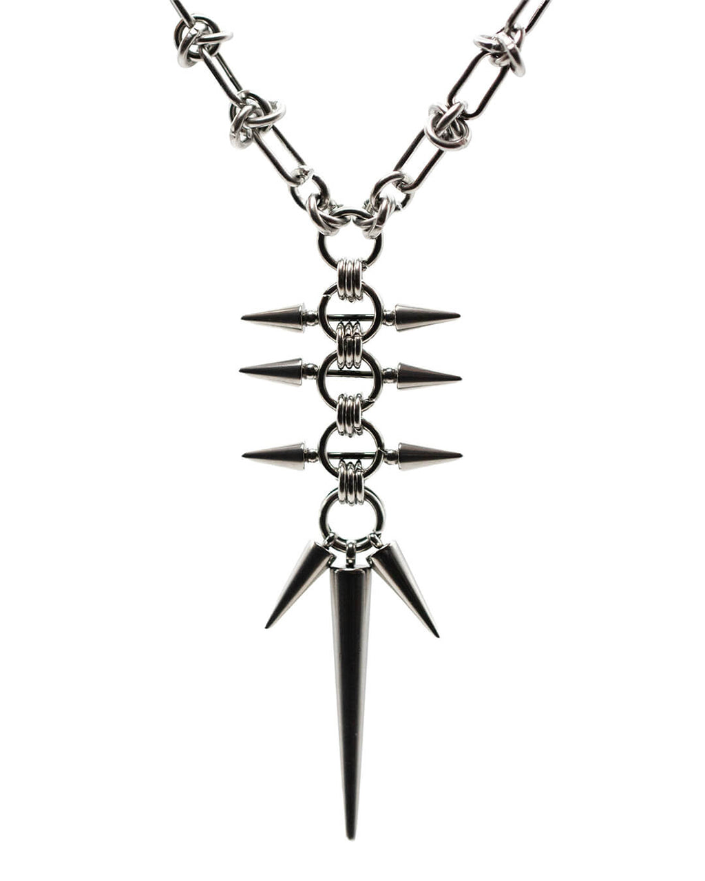 Spiked Barbells Smooth Barbed Wire Necklace