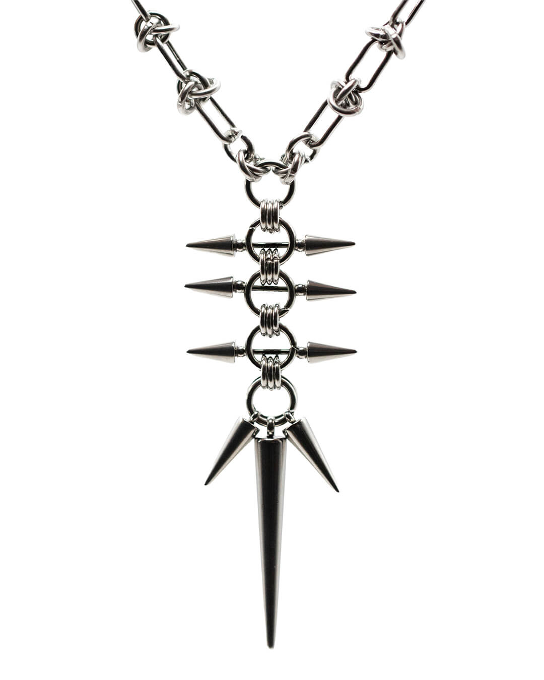 Spiked Barbells Smooth Barbed Wire Necklace