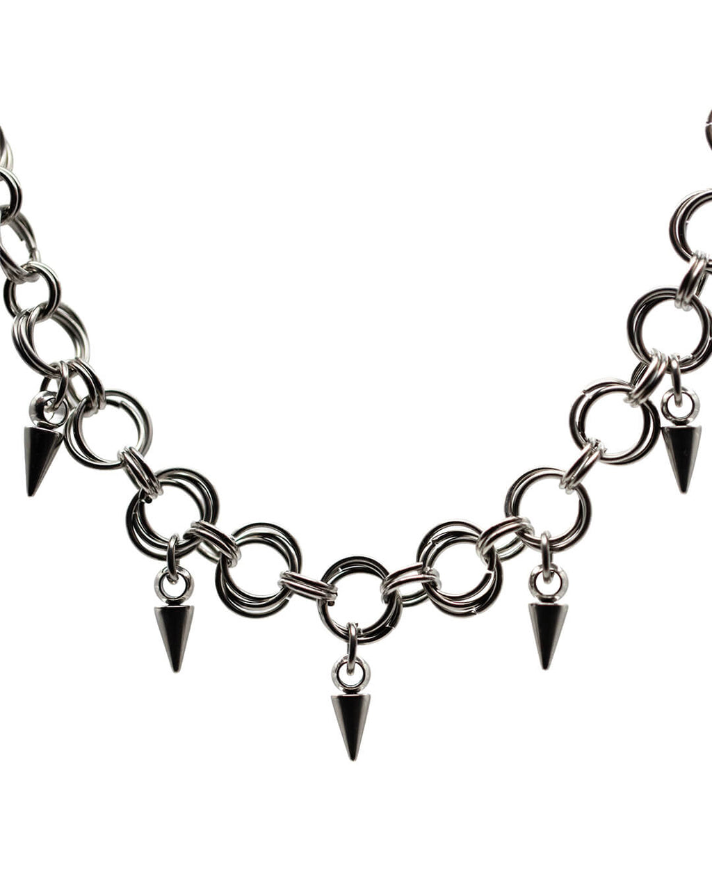 Double Linked Chainmaille Choker with Spikes