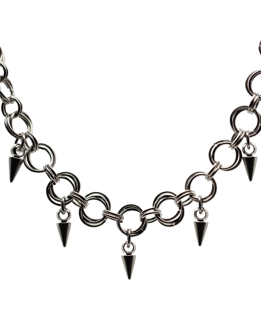 Double Linked Chainmaille Choker with Spikes