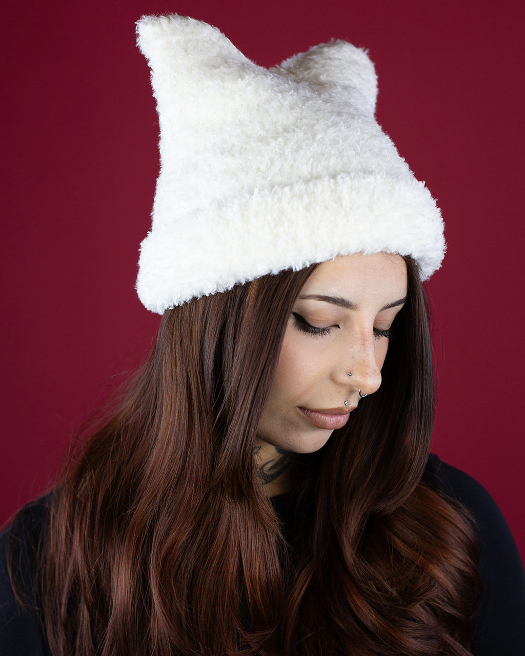 Sweet Vengeance Kitten Ear White Beanie