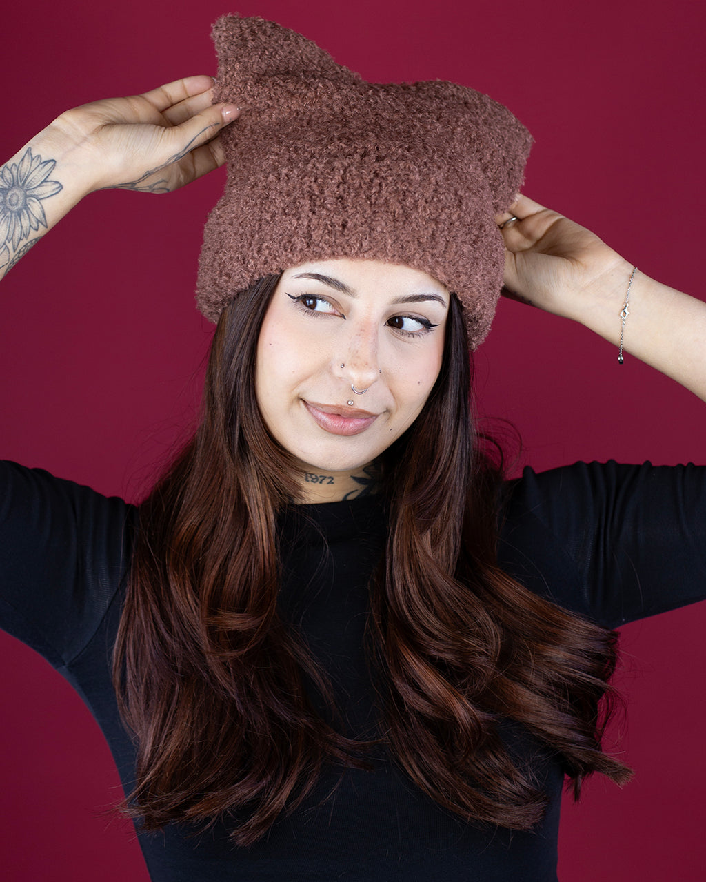 Sweet Vengeance Kitten Ear Brown Teddy Beanie