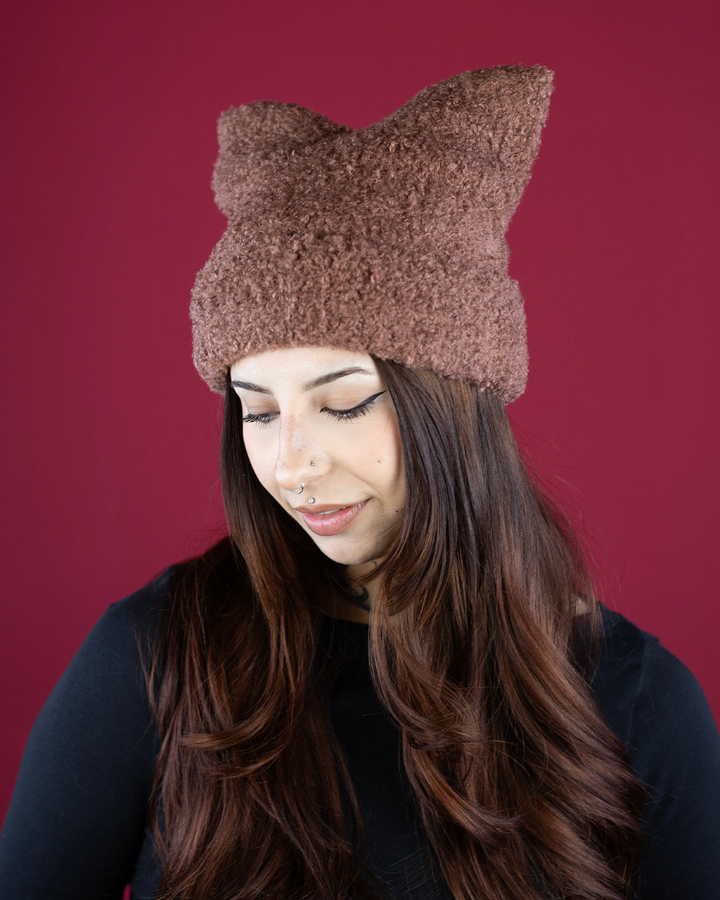 Sweet Vengeance Kitten Ear Brown Teddy Beanie