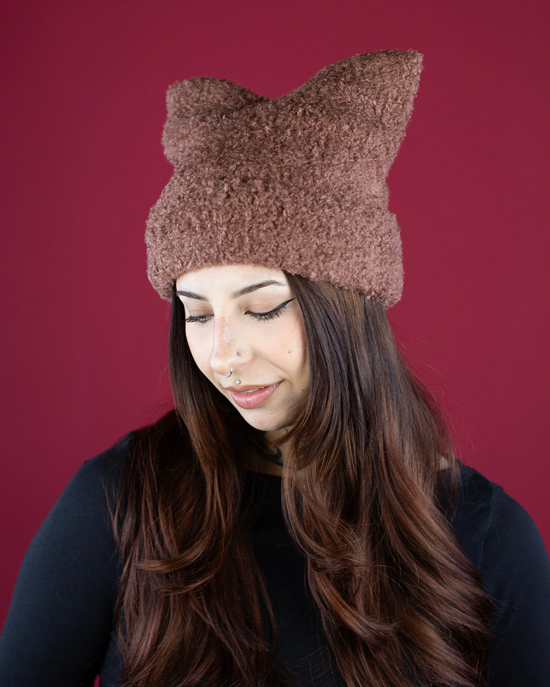 Sweet Vengeance Kitten Ear Brown Teddy Beanie