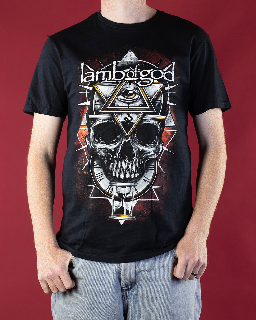 Lamb Of God All Seeing Red T-Shirt Black (Licensed Merch)