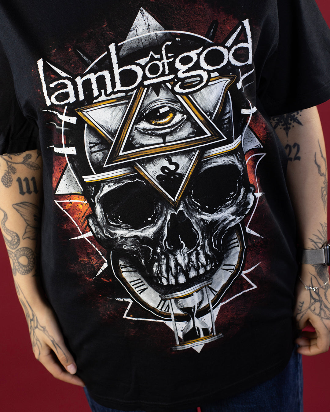 Lamb Of God All Seeing Red T-Shirt Black (Licensed Merch)