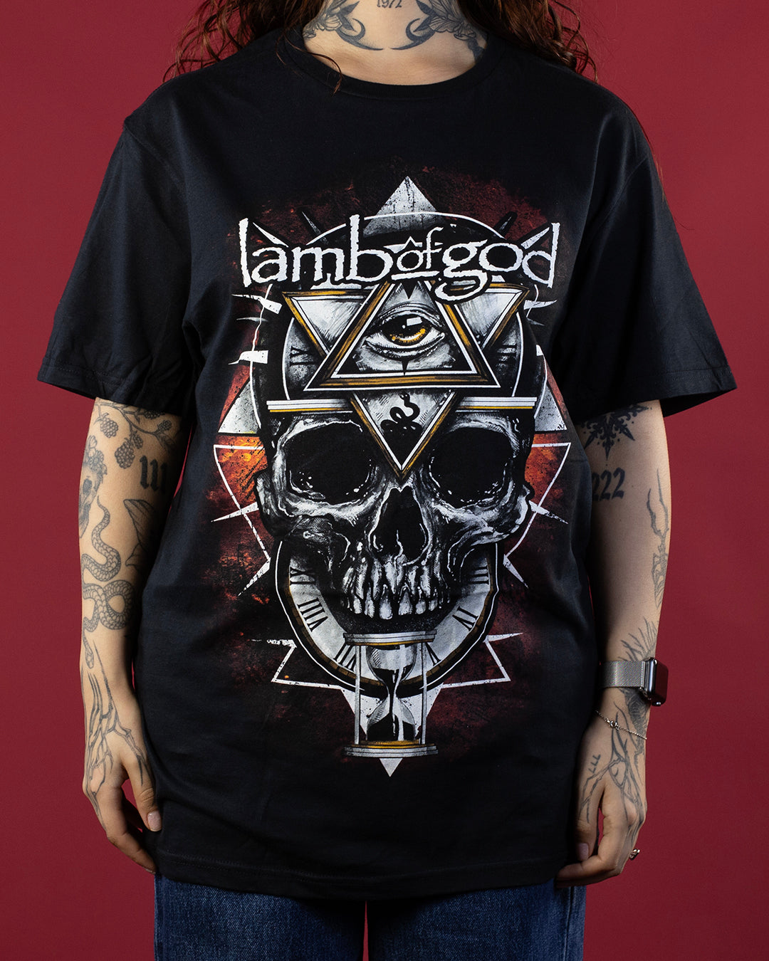 Lamb Of God All Seeing Red T-Shirt Black (Licensed Merch)