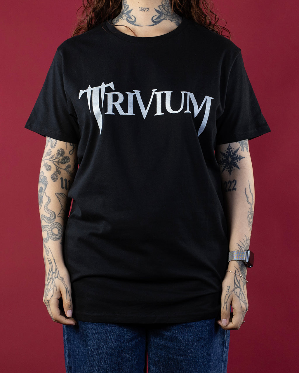 Trivium Classic Logo Metallic Print T-Shirt Black (Licensed Merch)