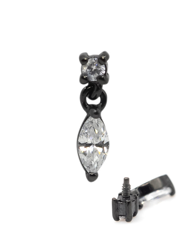 Black Dangle Diamonte Internally Threaded Attachment