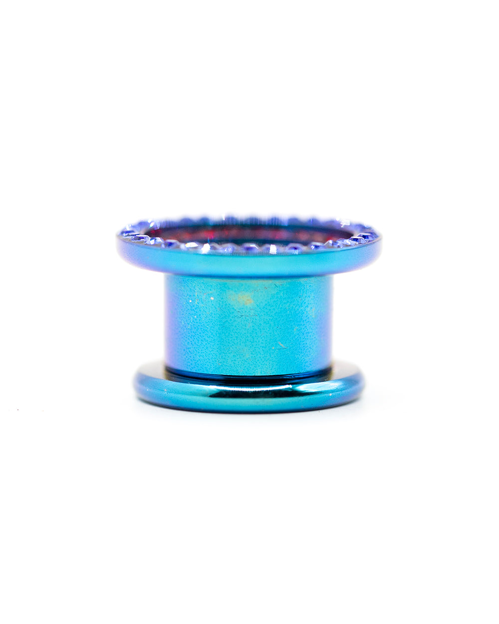 3 Jewel Rows Dark Blue Flesh Tunnel