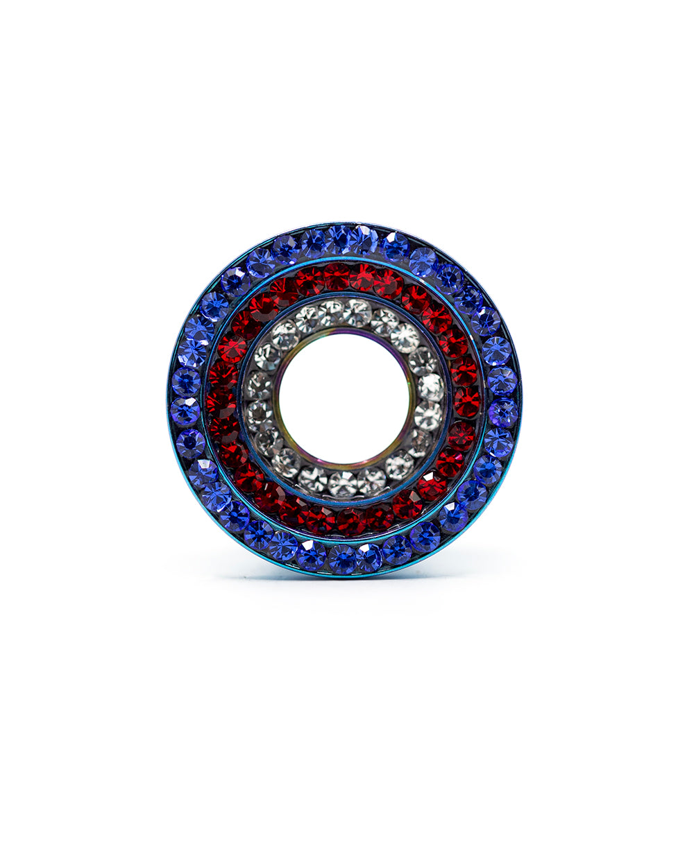 3 Jewel Rows Dark Blue Flesh Tunnel