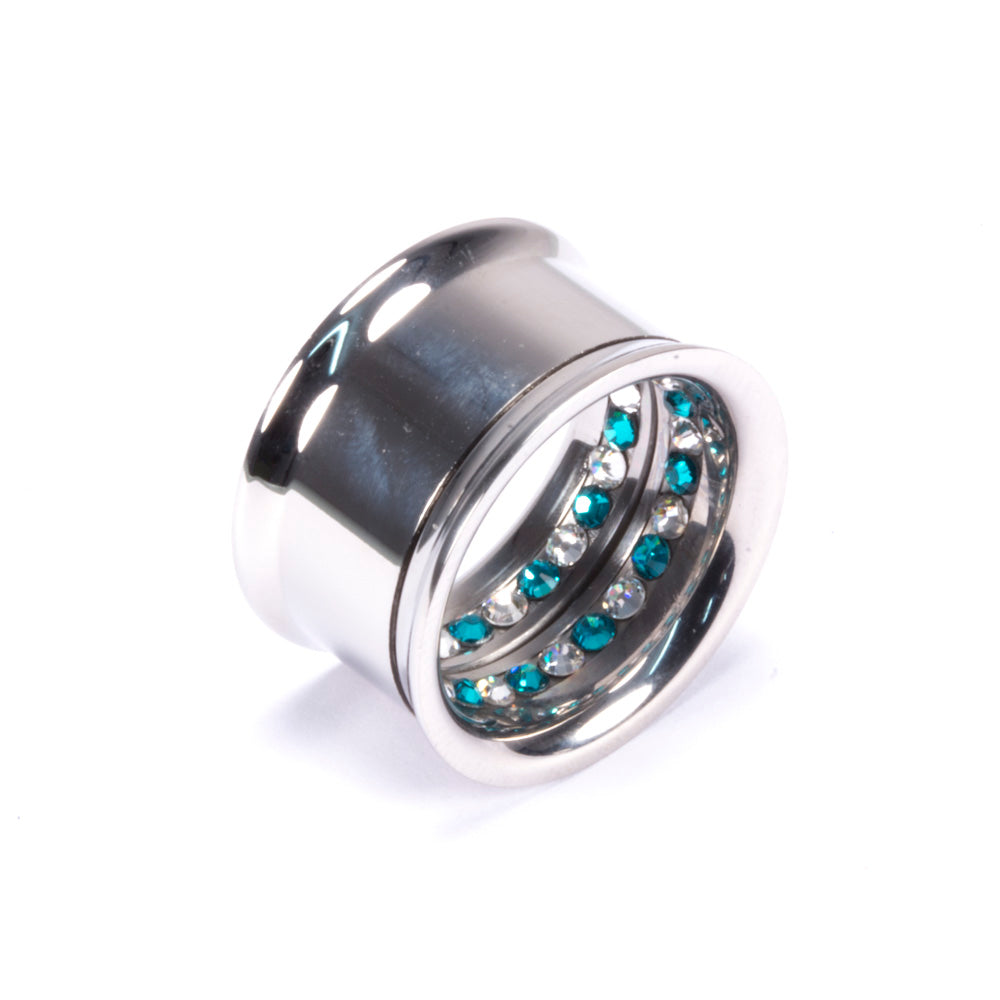 CZ/AQ Diamonds On The Inside Flared Eyelet
