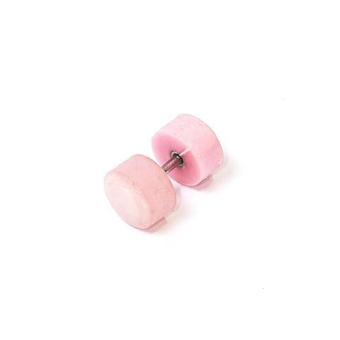 Pink Resin & White Swirl Fake Plugs