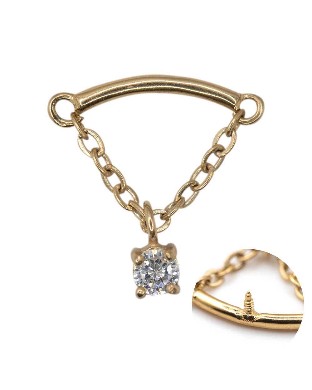 Bar with Chain & Drop Diamonte Internally Threaded Attachment