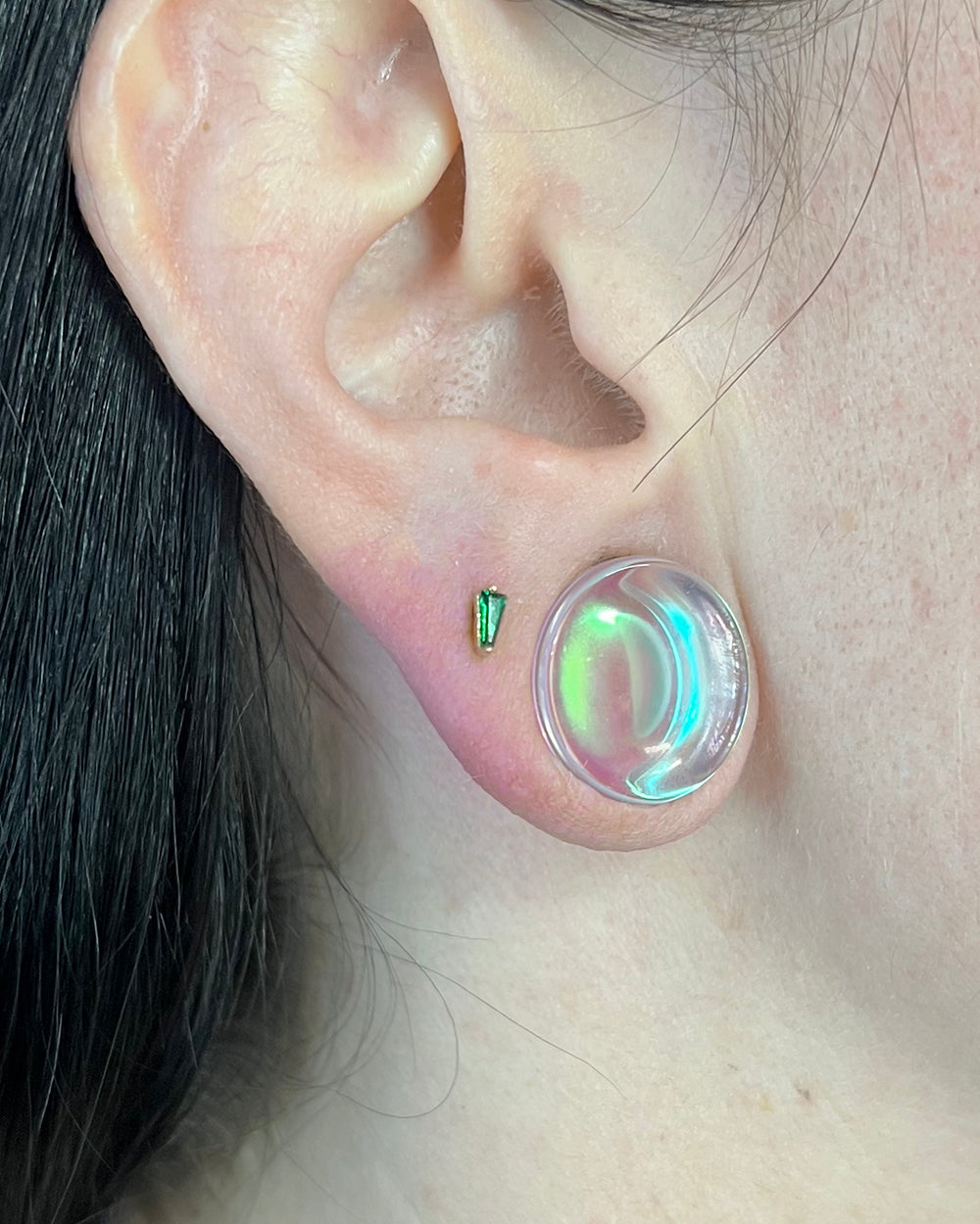 Emerald Gem 18k Gold pvd S/Steel 16g Internal Thread Attachment