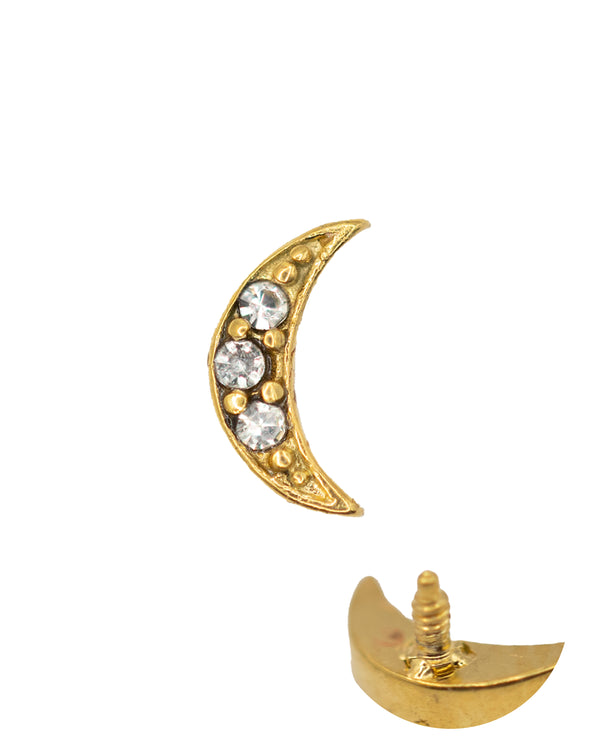 GPINS-MOONSTONE - Gold pvd Moonstone CZ 16g Internal Thread S/Steel Attachment