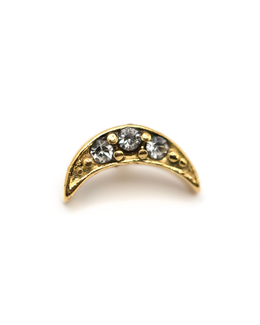 Gold PVD Moonstone CZ 16g Internal Thread S/Steel Attachment