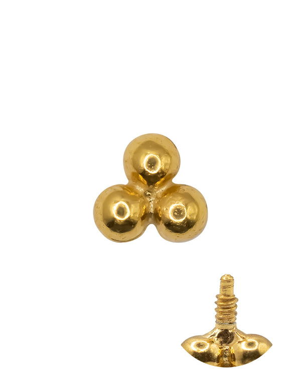 Gold Trinity Ball 16g Internal Thread S/Steel Attachment 3.3mm