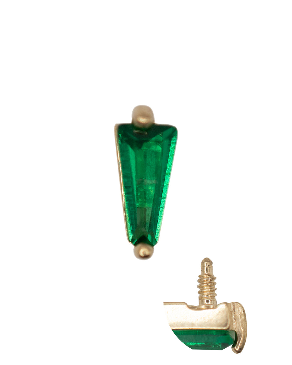 Emerald Gem 18k Gold pvd S/Steel 16g Internal Thread Attachment