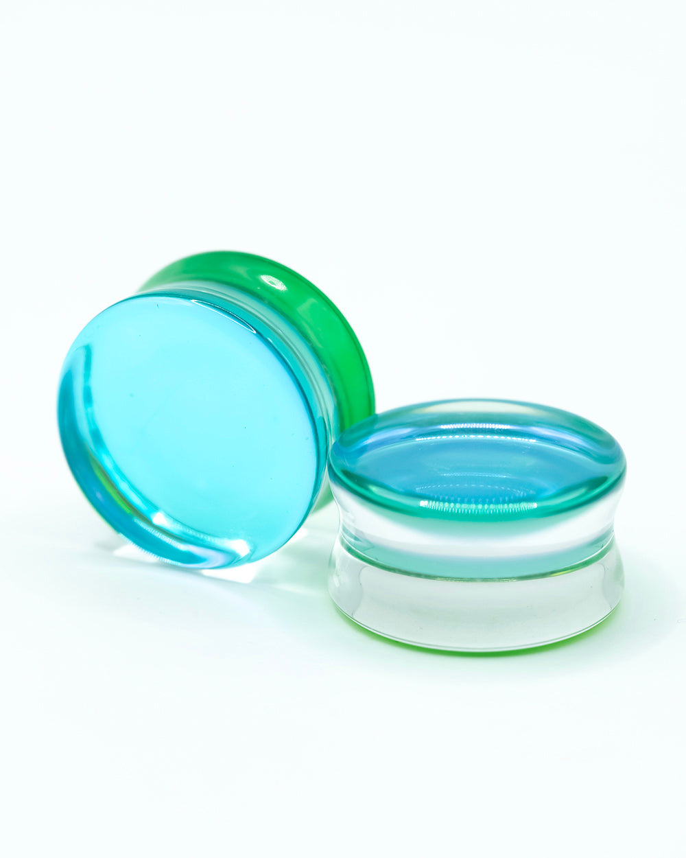 Flared Glass Plug | Green Aurora Borealis