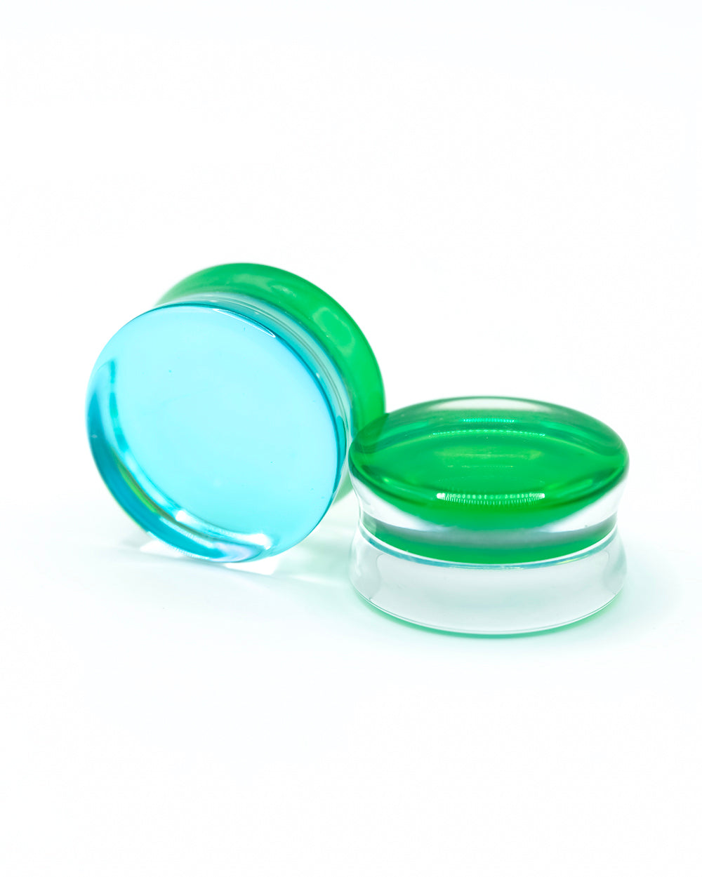 Flared Glass Plug | Green Aurora Borealis
